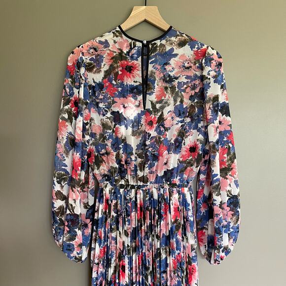 NWT Misa Los Angeles Juliana Dress Size XS Floral Pleated Chiffon Colorful Sheer - Picture 14 of 16